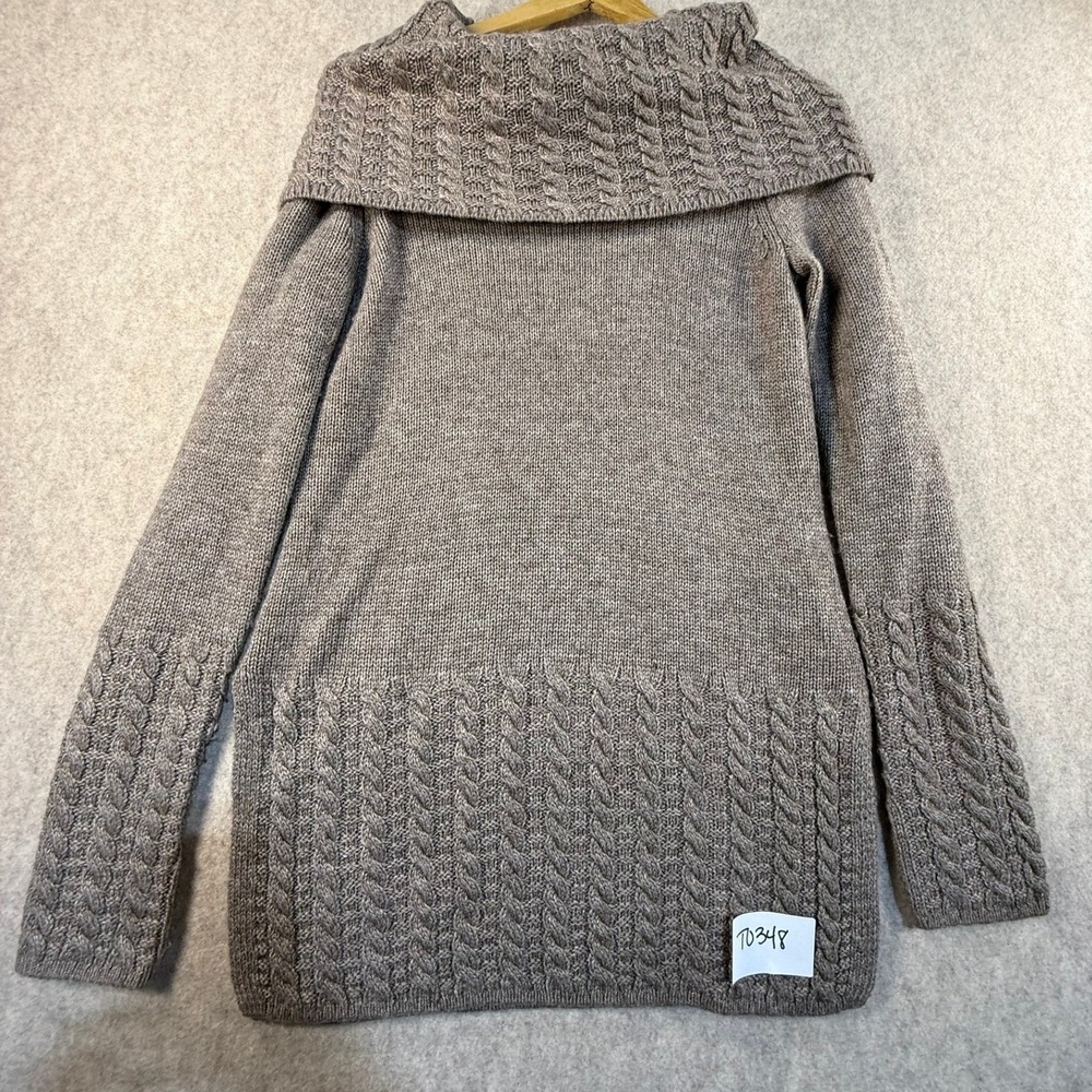 Ellen Tracy Womens Taupe Cable Knit Cowl Neck Sweater T0348 Small Brown Marl